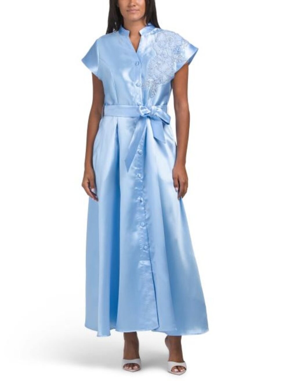 NANCY YANG 3d Applique Shirt Dress